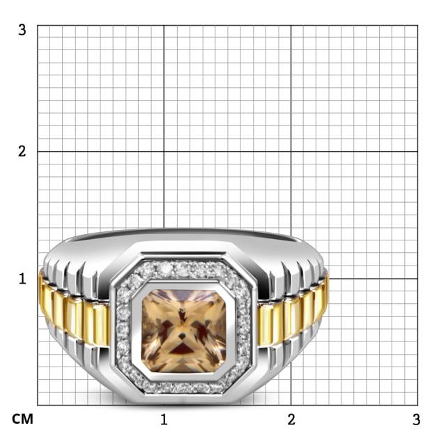 Кольцо из белого золота с бриллиантами и цирконом (059975)