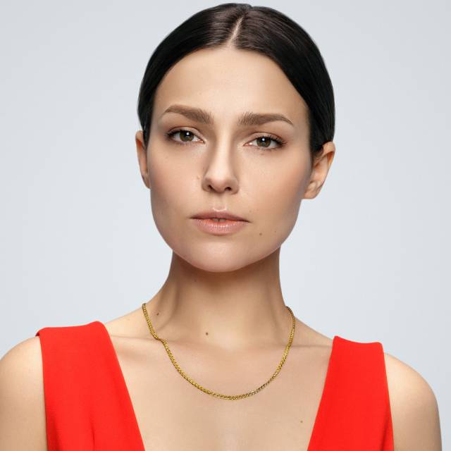 Цепь ручной работы из желтого золота, плетение Бисмарк (047095)