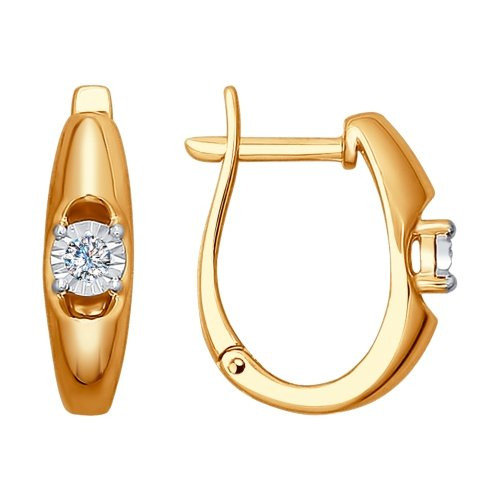 Серьги из красного золота с бриллиантами (029546)