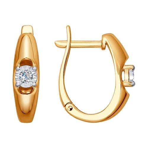 Серьги из красного золота с бриллиантами (029546)