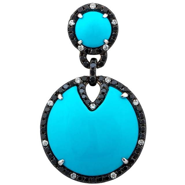 Кулон из золота с бриллиантами и бирюзой (003993)