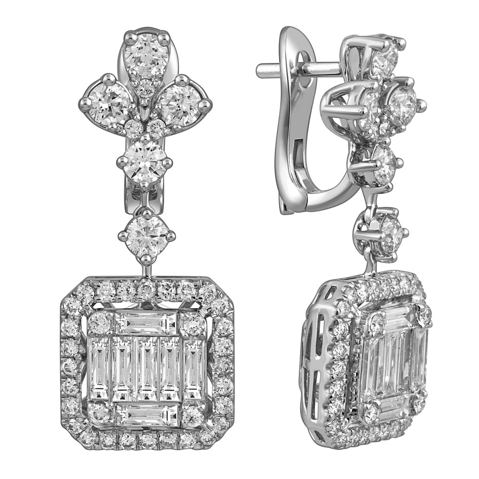 Серьги из белого золота с бриллиантами (054907)