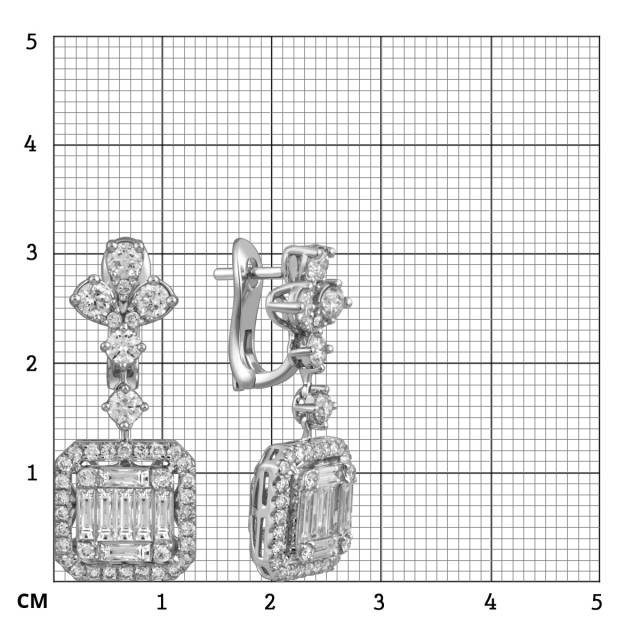 Серьги из белого золота с бриллиантами (054907)
