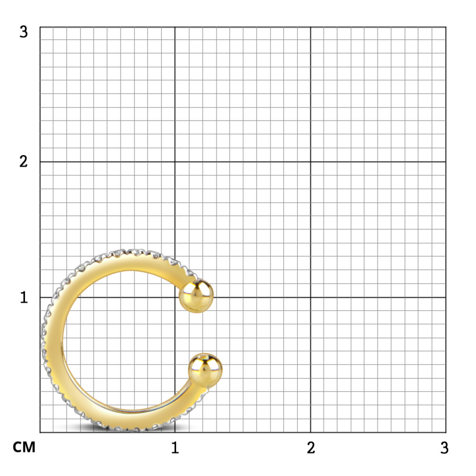 Серьга кафф из жёлтого золота с бриллиантами (059202)