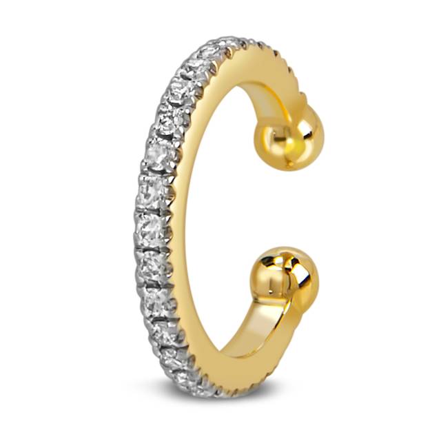 Серьга кафф из жёлтого золота с бриллиантами (059202)