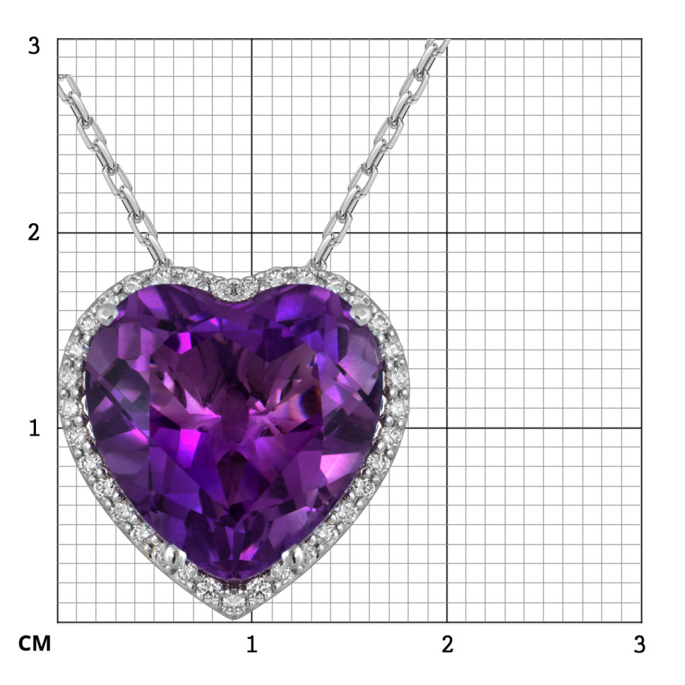 Колье из белого золота с бриллиантами и аметистом 