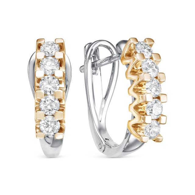 Серьги из комбинированного золота с бриллиантами (053994)