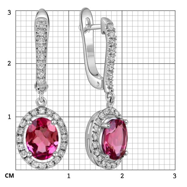 Серьги из белого золота с бриллиантами и турмалинами (061130)