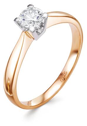 Помолвочное кольцо из комбинированного золота с бриллиантом 17.5