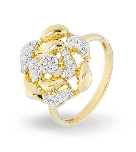 Кольцо из красного золота с бриллиантами (012456)