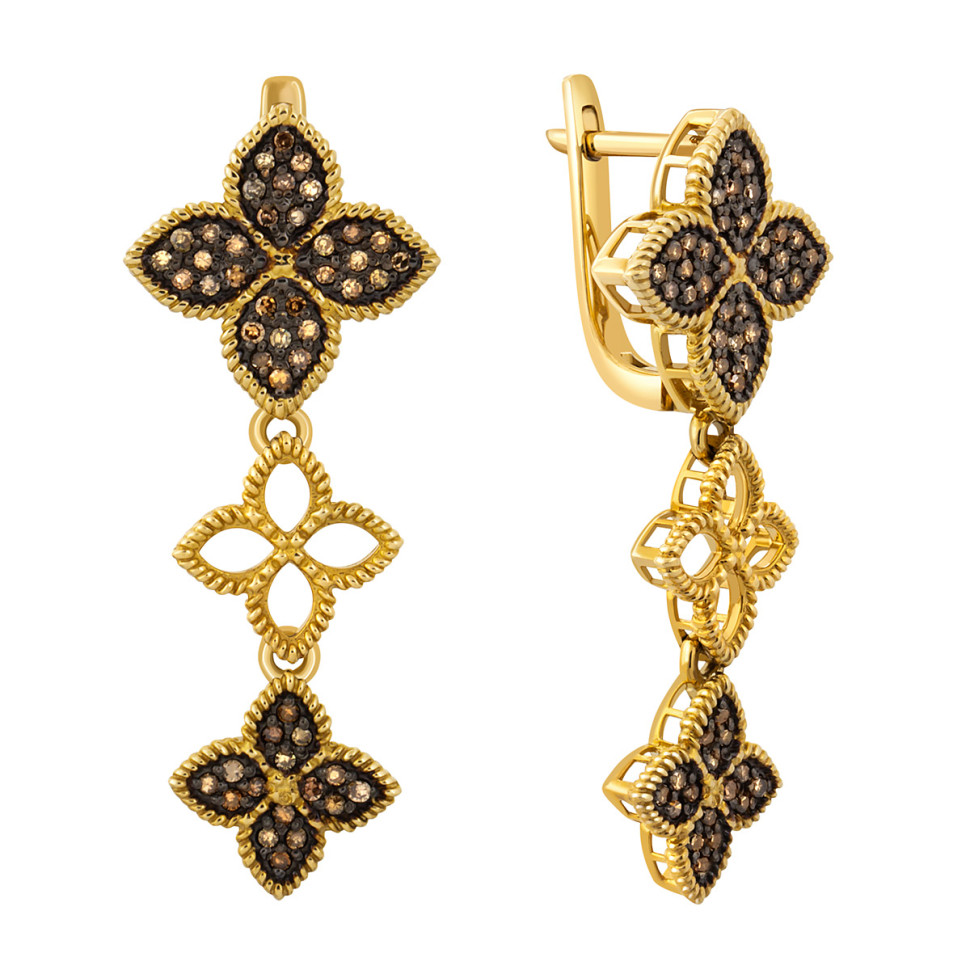 Серьги из жёлтого золота с бриллиантами (040556)