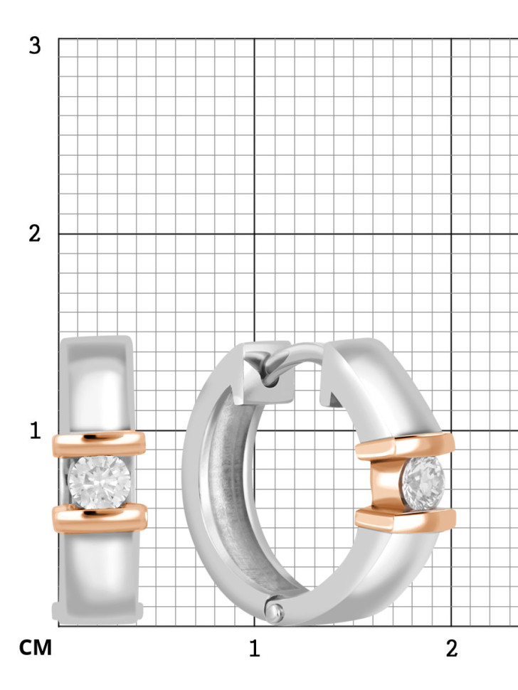 Серьги из комбинированного золота с бриллиантами (043199)