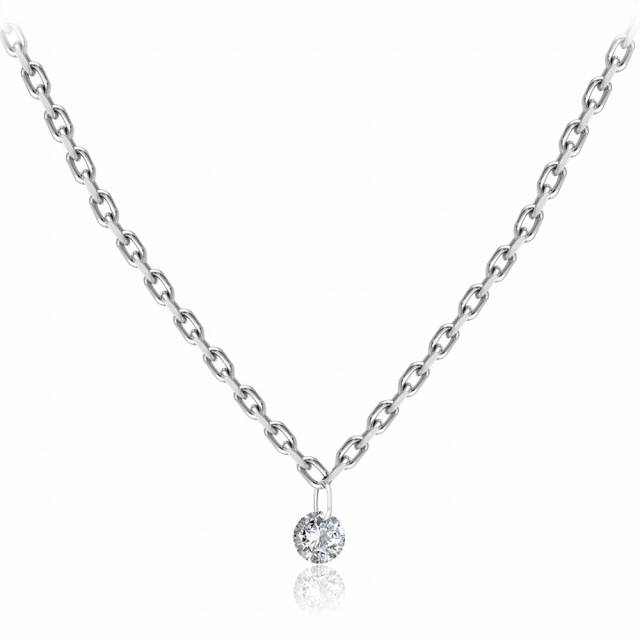 Колье из белого золота с бриллиантом (047758)