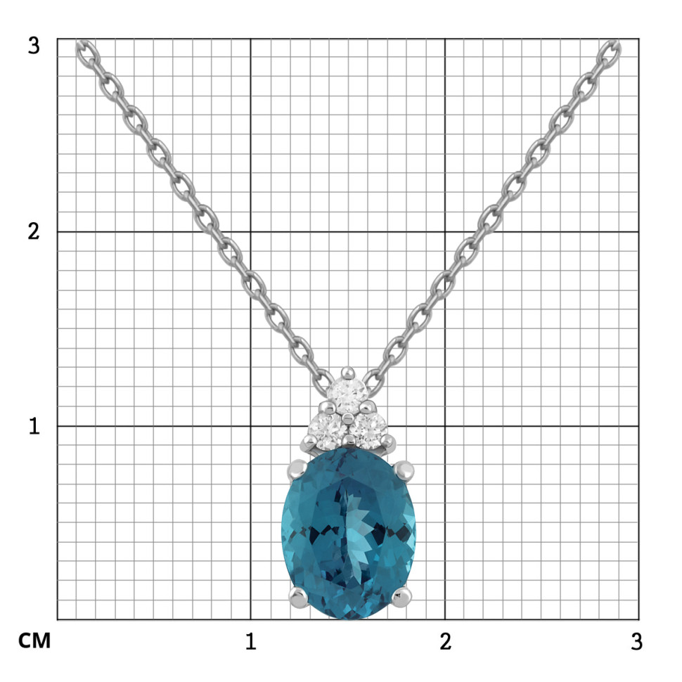 Колье из белого золота с бриллиантами и лондон топазом (060165)