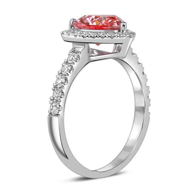 Помолвочное кольцо из белого золота с розовым бриллиантом "Сердце" (060517)