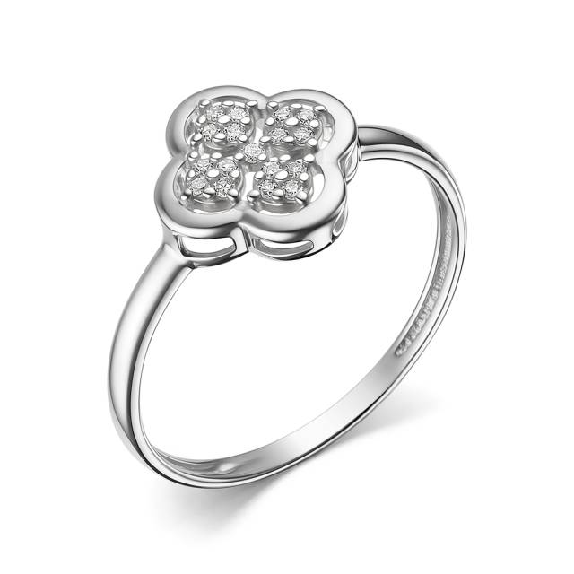 Кольцо из белого золота с бриллиантами и сапфиром (060684)