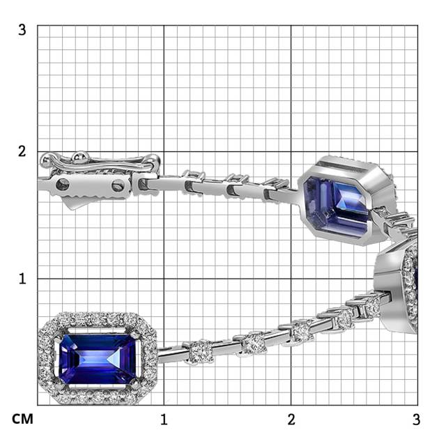 Браслет из белого золота с бриллиантами и сапфирами (061543)