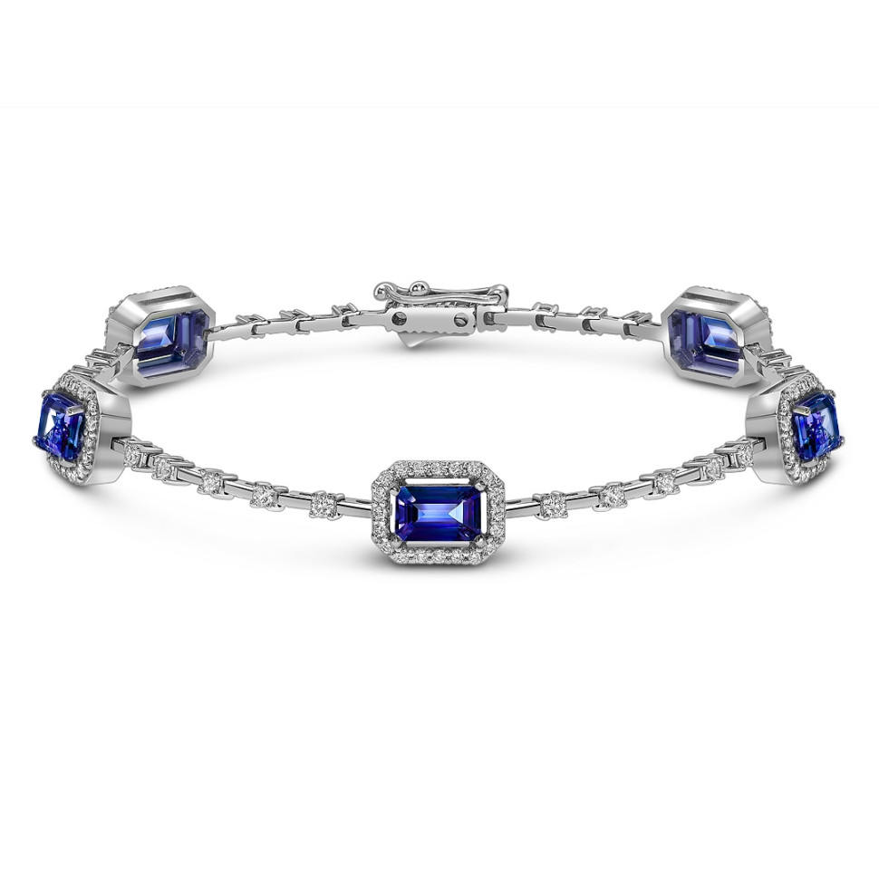 Браслет из белого золота с бриллиантами и сапфирами (061543)