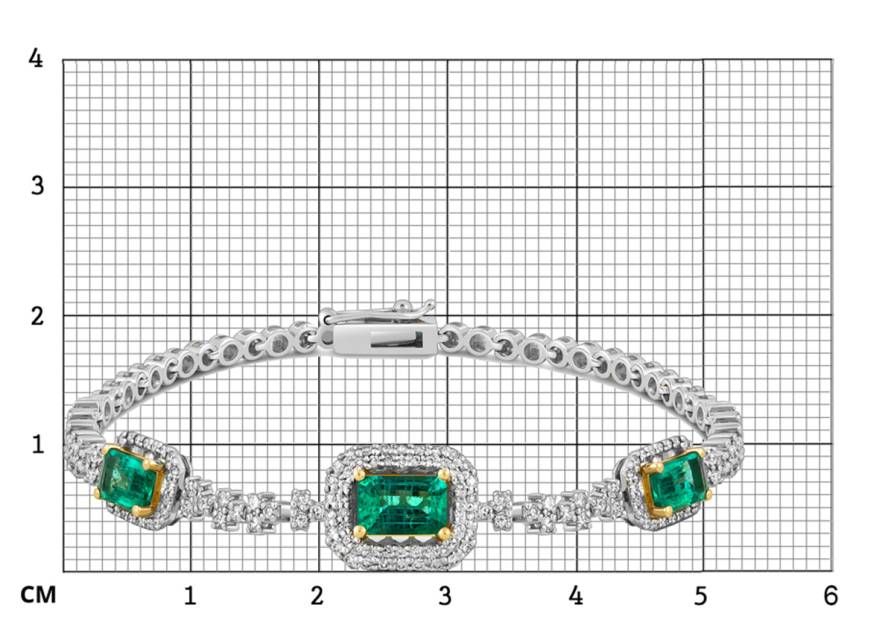 Браслет из белого золота с бриллиантами и изумрудами (051827)