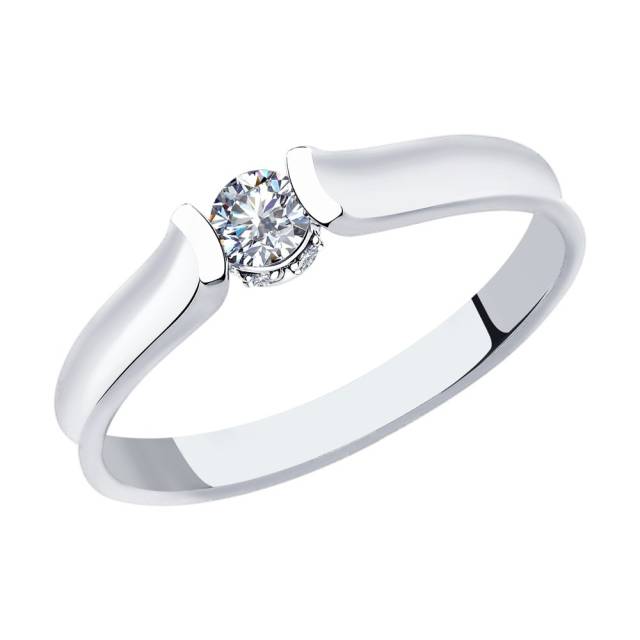 Помолвочное кольцо из белого золота с бриллиантами (046421)