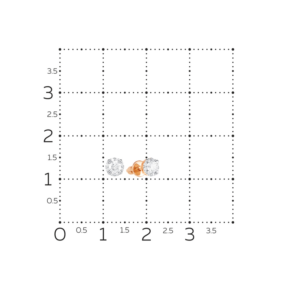 Серьги пусеты из красного золота с бриллиантами (062967)