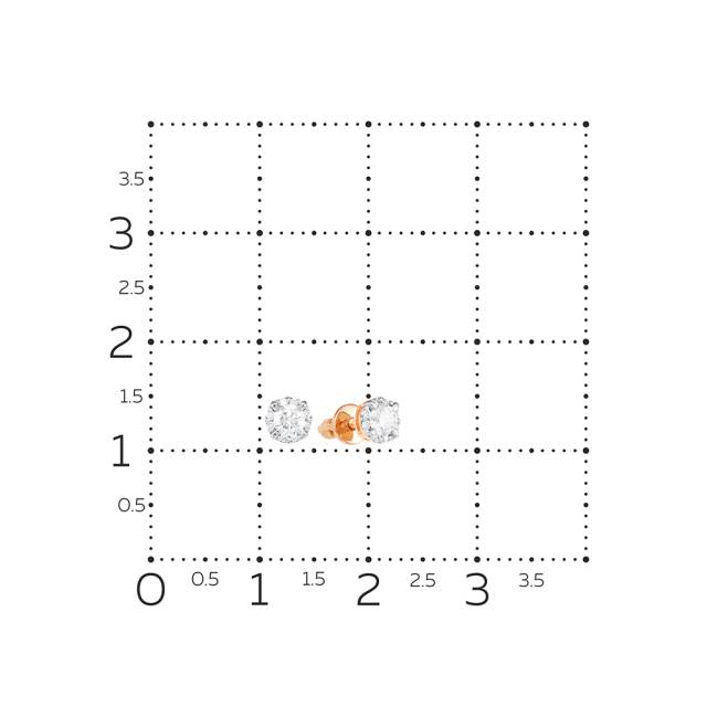 Серьги пусеты из красного золота с бриллиантами (062967)