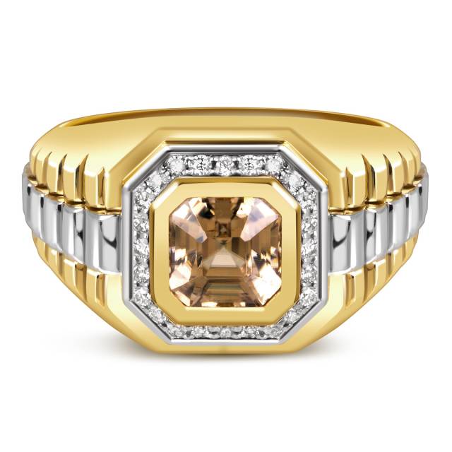 Кольцо из комбинированного золота с бриллиантами и цирконом (060338)