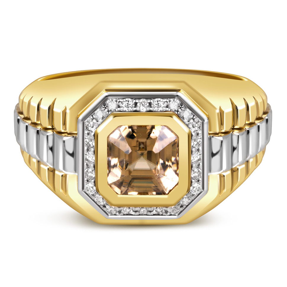 Кольцо из комбинированного золота с бриллиантами и цирконом (060338)