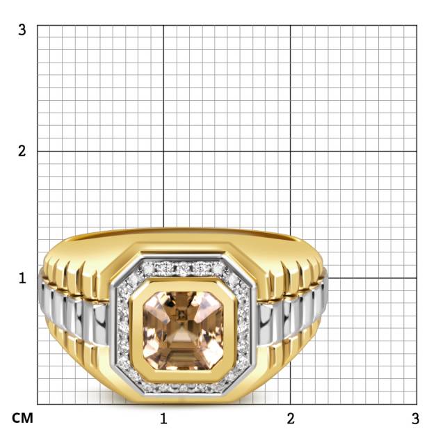 Кольцо из комбинированного золота с бриллиантами и цирконом (060338)