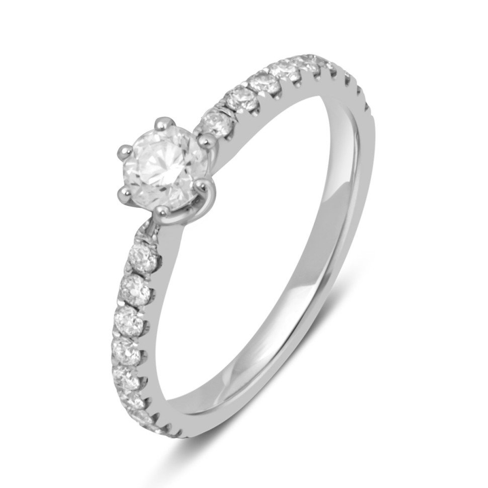 Помолвочное  кольцо из белого золота с бриллиантами (049417)