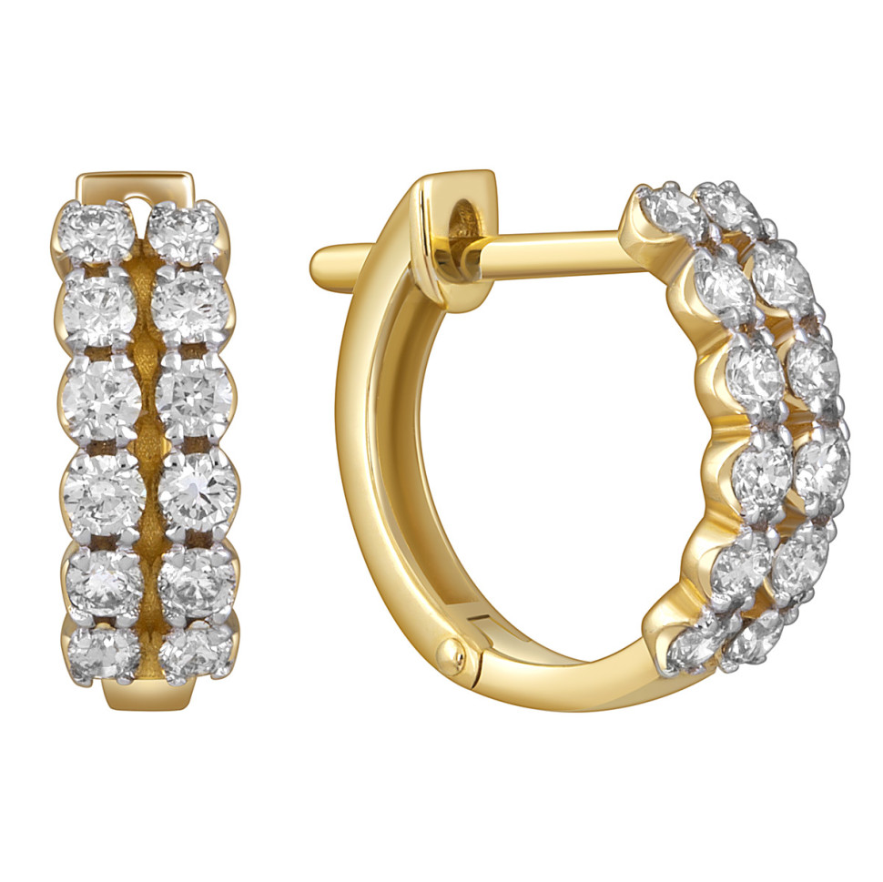 Серьги конго из жёлтого золота с бриллиантами (052913)