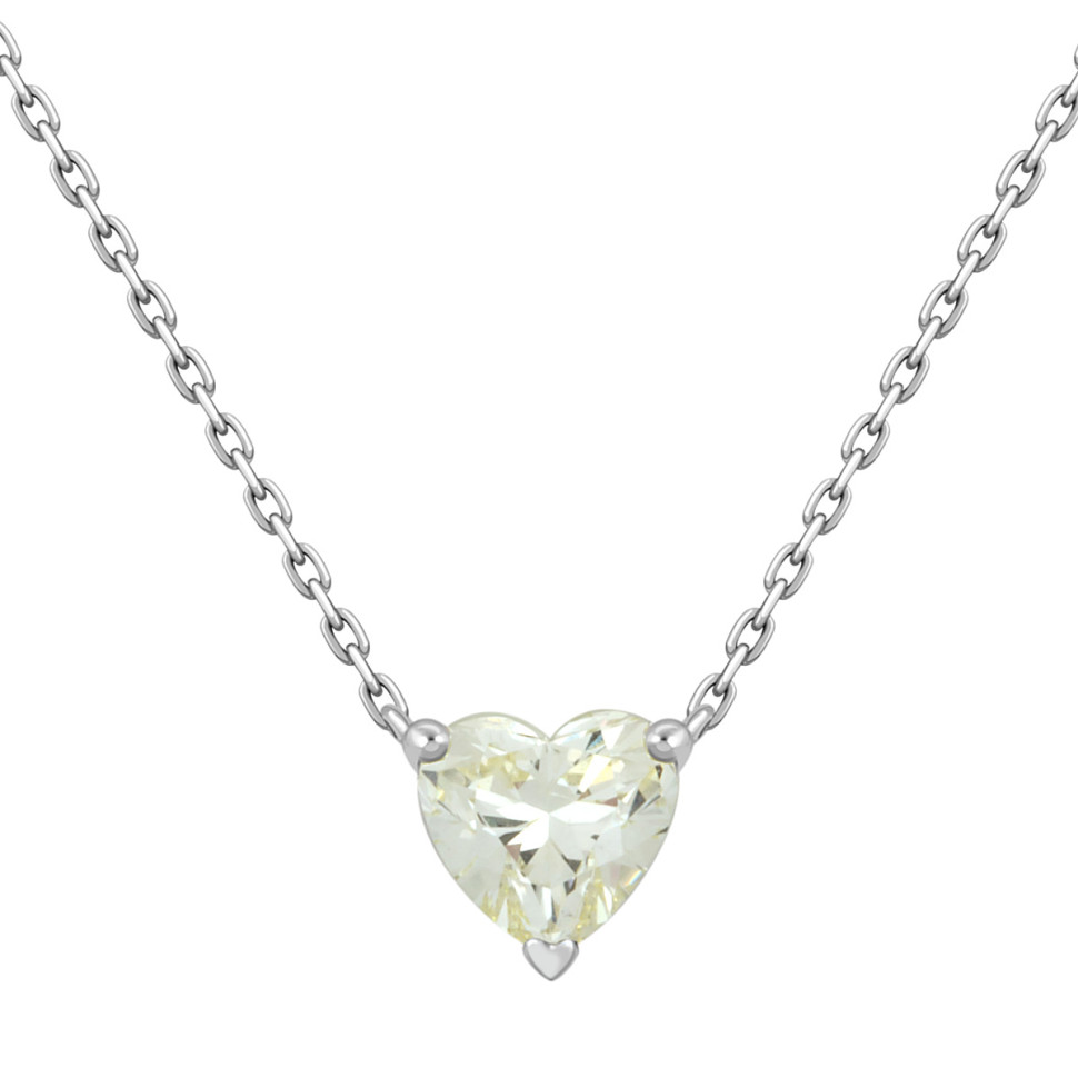 Колье из белого золота с бриллиантом Сердце (046736)