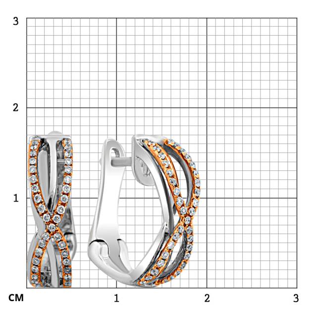 Серьги из комбинированного золота с бриллиантами (023387)