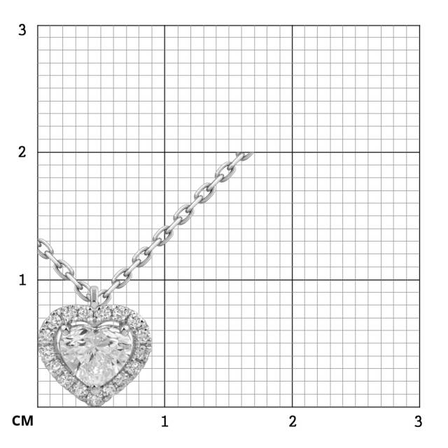 Колье из белого золота с бриллиантами "Сердце" (054383)