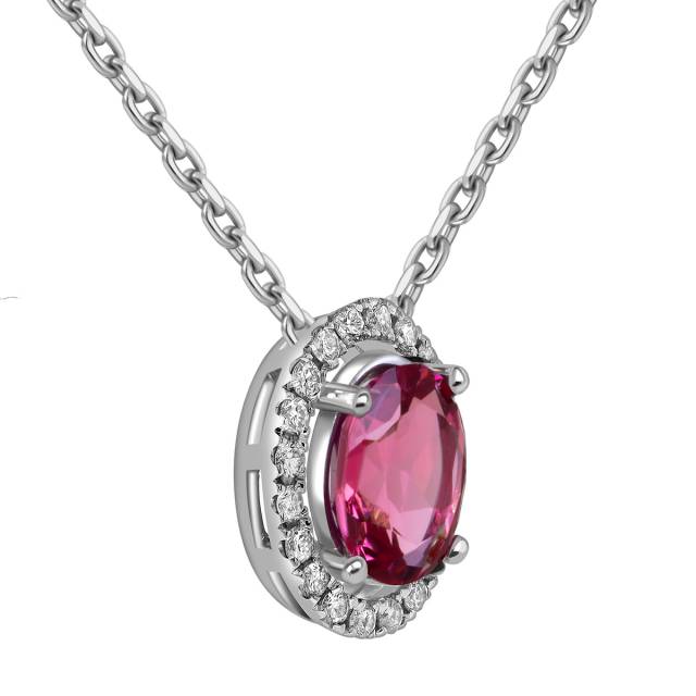 Колье белого золота с бриллиантами и турмалином (061064)