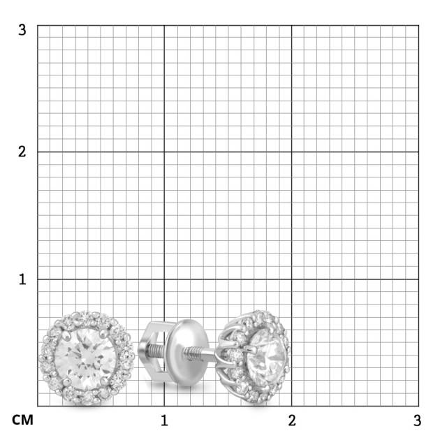 Серьги пусеты из белого золота с бриллиантами (047044)