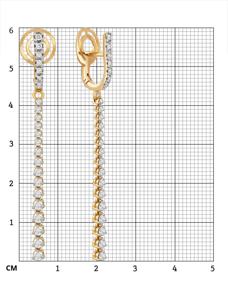 Серьги из жёлтого золота с бриллиантами (042189)