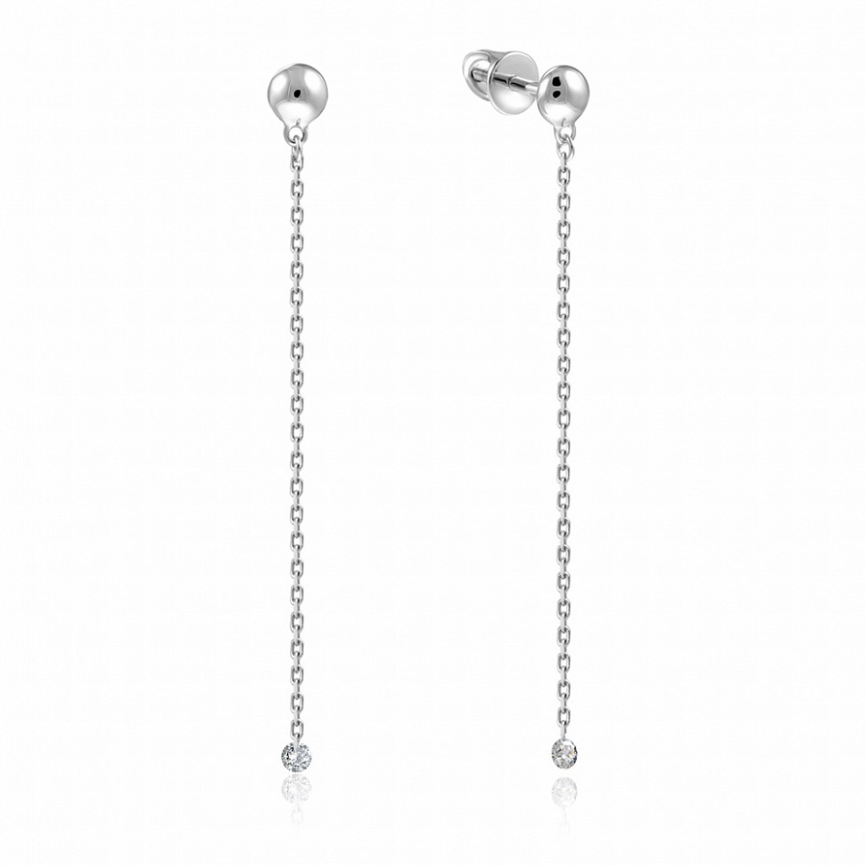 Серьги из белого золота с бриллиантами (047691)