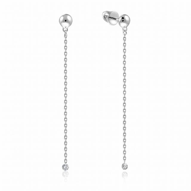 Серьги из белого золота с бриллиантами (047691)