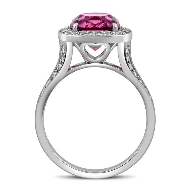 Кольцо из белого золота с бриллиантами и шпинелью (051715)