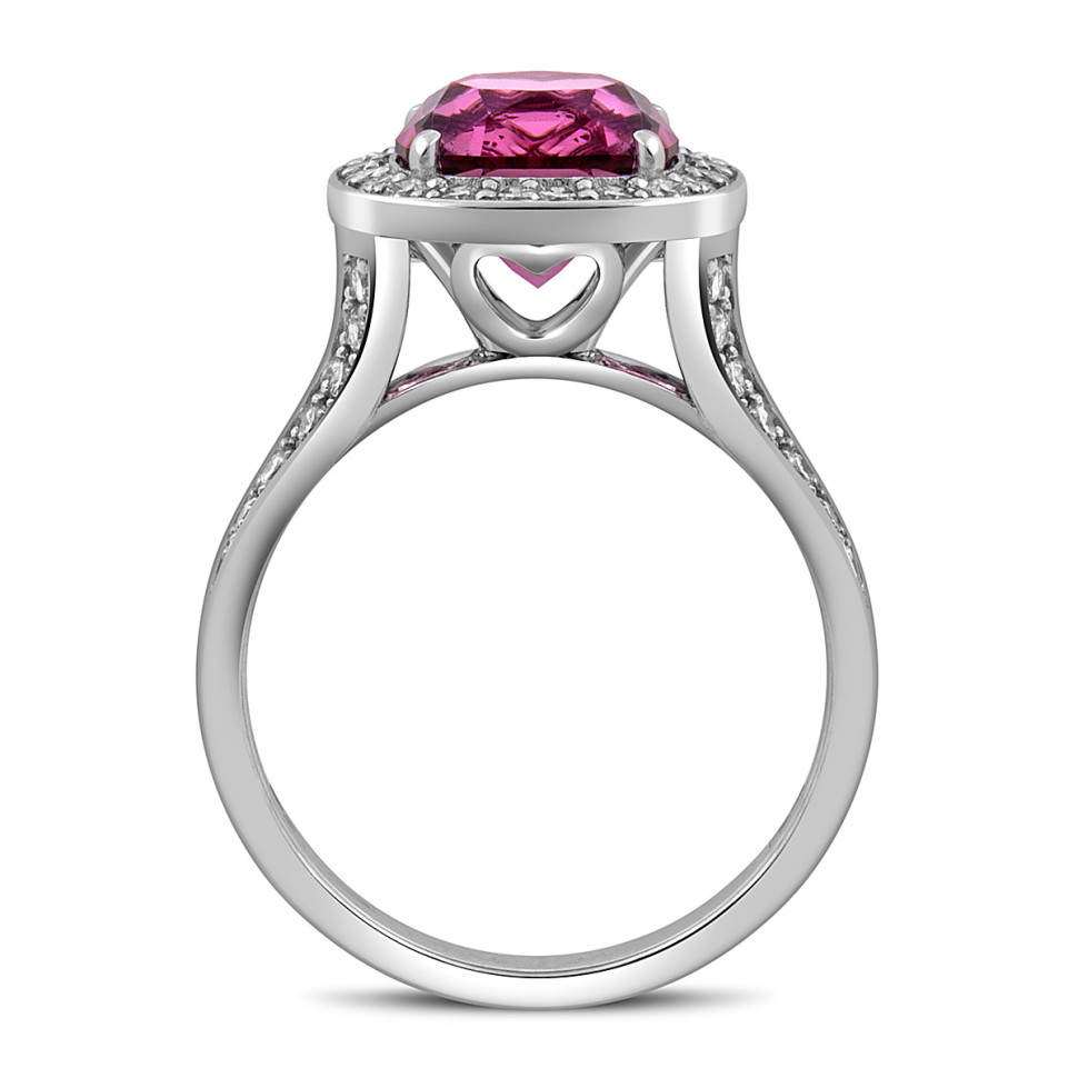 Кольцо из белого золота с бриллиантами и шпинелью (051715)