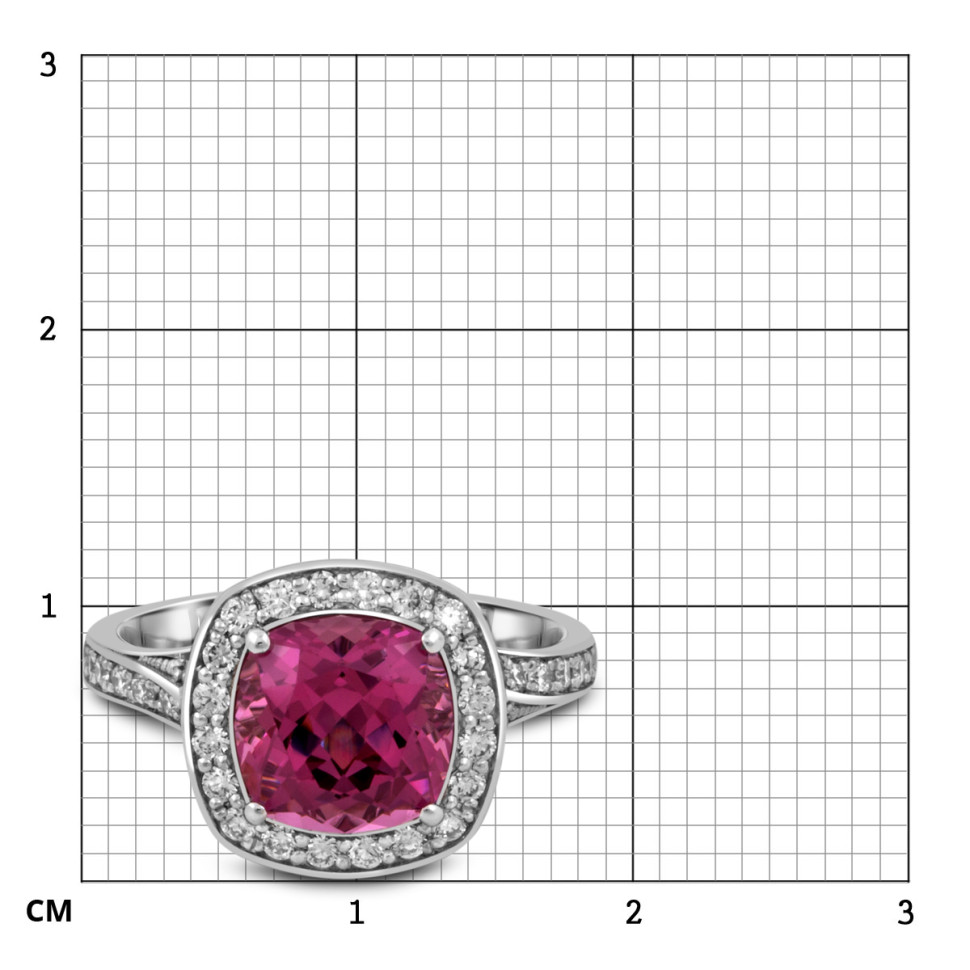 Кольцо из белого золота с бриллиантами и шпинелью (051715)