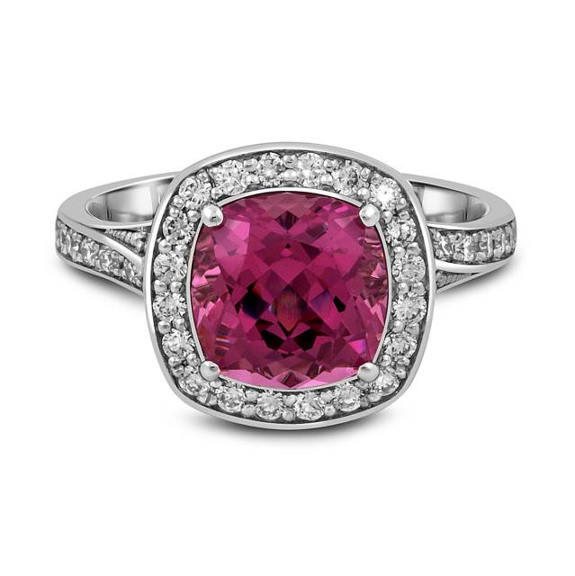 Кольцо из белого золота с бриллиантами и шпинелью (051715)