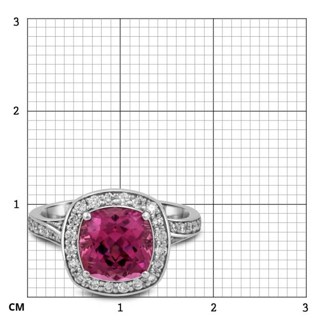 Кольцо из белого золота с бриллиантами и шпинелью (051715)