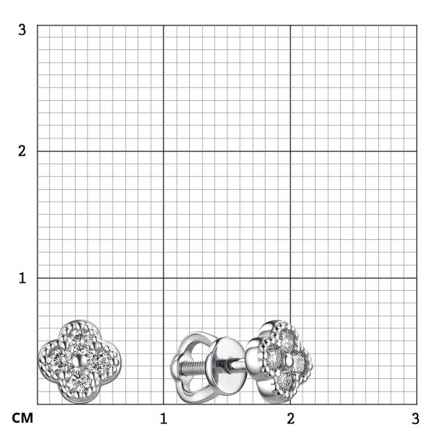 Серьги пусеты из белого золота с бриллиантами (060487)