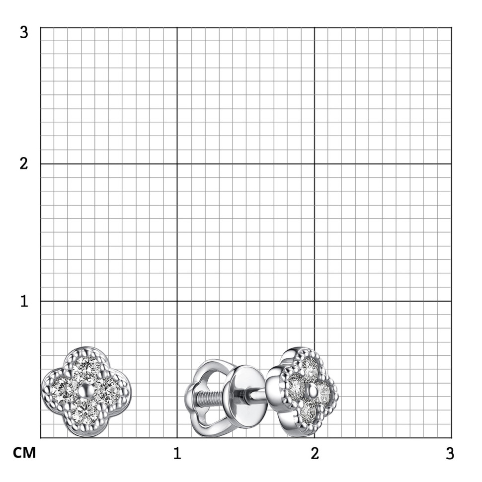 Серьги пусеты из белого золота с бриллиантами (060487)