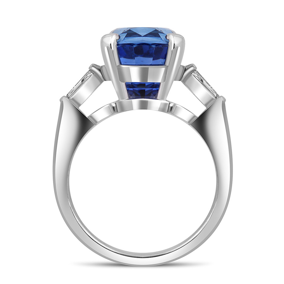 Кольцо из белого золота с бриллиантами и сапфиром (050396)