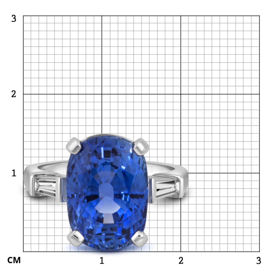 Кольцо из белого золота с бриллиантами и сапфиром (050396)