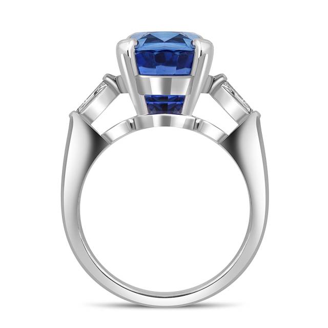 Кольцо из белого золота с бриллиантами и сапфиром (050396)