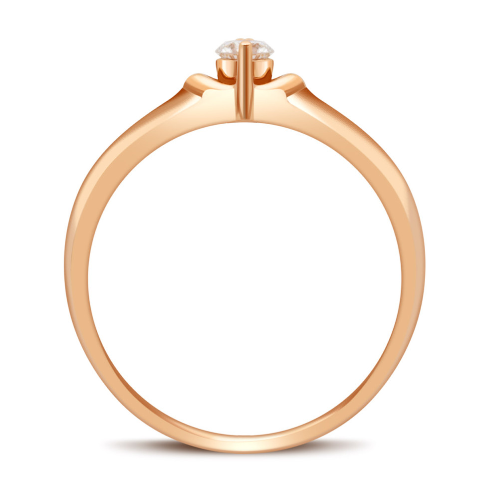 Помолвочное кольцо из красного  золота с бриллиантом (029106)